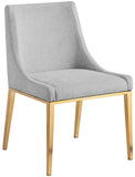 Haines Dining Chair – Elegant Contemporary Design with Luxurious Fabric and Stylish Gold Legs for Dining Room