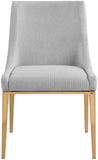 Haines Dining Chair – Elegant Contemporary Design with Luxurious Fabric and Stylish Gold Legs for Dining Room