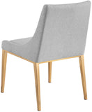 Haines Dining Chair – Elegant Contemporary Design with Luxurious Fabric and Stylish Gold Legs for Dining Room
