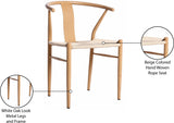 Beck Mid Century Dining Chair Set - Stylish Rope Fabric Seating with Sleek Metal Legs for Modern Homes