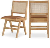 Abby Dining Side Chair Set of 2 - Stylish Mid-Century Design with Natural Wood and Cane Backrest