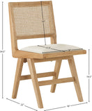 Abby Dining Side Chair Set of 2 - Stylish Mid-Century Design with Natural Wood and Cane Backrest