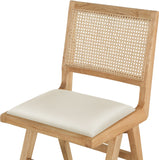 Abby Dining Side Chair Set of 2 - Stylish Mid-Century Design with Natural Wood and Cane Backrest