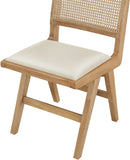 Abby Dining Side Chair Set of 2 - Stylish Mid-Century Design with Natural Wood and Cane Backrest