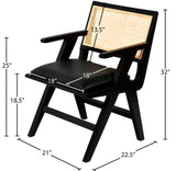 Abby Mid Century Dining Arm Chair with Natural Cane Back and Solid Mango Wood Frame for Durability