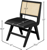 Abby Mid Century Dining Side Chair Set with Natural Cane Back and Solid Mango Wood Frame, Stylish Design