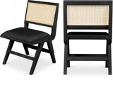 Abby Mid Century Dining Side Chair Set with Natural Cane Back and Solid Mango Wood Frame, Stylish Design