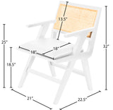 Abby Mid Century Dining Arm Chair with Natural Cane Back and Solid Mango Wood Frame for Durability