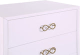 Bowtie Contemporary Chest with Five Drawers, Elegant Rubberwood Design and Chic Gold Handles