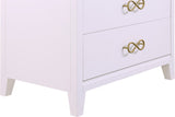 Bowtie Contemporary Chest with Five Drawers, Elegant Rubberwood Design and Chic Gold Handles