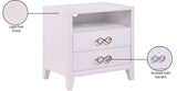 Bowtie Contemporary Night Stand with Elegant Storage, Stylish Design & Brushed Metal Handles for Chic Decor