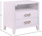 Bowtie Contemporary Night Stand with Elegant Storage, Stylish Design & Brushed Metal Handles for Chic Decor