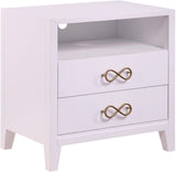 Bowtie Contemporary Night Stand with Elegant Storage, Stylish Design & Brushed Metal Handles for Chic Decor