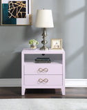 Bowtie Contemporary Night Stand with Elegant Storage, Stylish Design & Brushed Metal Handles for Chic Decor