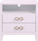 Bowtie Contemporary Night Stand with Elegant Storage, Stylish Design & Brushed Metal Handles for Chic Decor