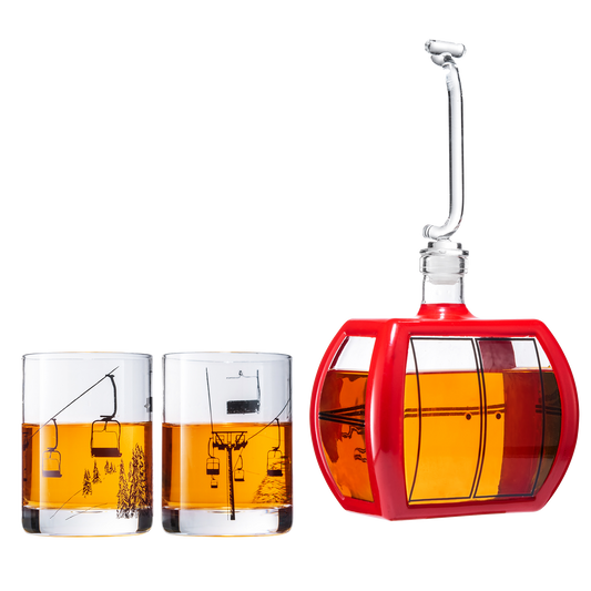 Ski Mountain Gondola Decanter & Glasses for Wine & Whiskey - 34oz