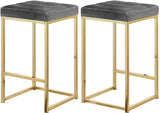 Nicola Velvet Contemporary Stool Set of 2 - Elegant Design with Tufted Cushion for Ultimate Comfort