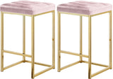 Nicola Velvet Contemporary Stool Set of 2 - Elegant Design with Tufted Cushion for Ultimate Comfort