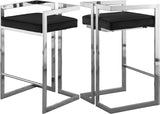 Ezra Velvet Counter Stool Set of 2 - Modern Design with Chrome Base for Stylish Home Bar Decor