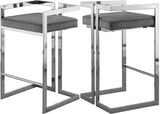 Ezra Velvet Counter Stool Set of 2 - Modern Design with Chrome Base for Stylish Home Bar Decor