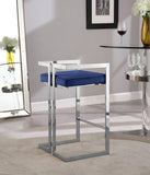 Ezra Velvet Counter Stool Set of 2 - Modern Design with Chrome Base for Stylish Home Bar Decor