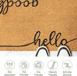 Hello Goodbye Beige Coir Doormat for Entryway - 17x30"