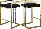 Ezra Velvet Counter Stool Set of 2 - Modern Design with Chrome Base for Stylish Home Bar Decor