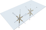 Mercury Acrylic Gold Pedestal Dining Table with Clear Tempered Glass Top for Modern Living Spaces
