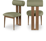 Dario Vegan Leather Dining Chairs - Set of 2, Contemporary Comfort with Stylish Walnut Frame