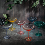 Colored Vintage Glass Coupes 12oz - (6, Multicolored)