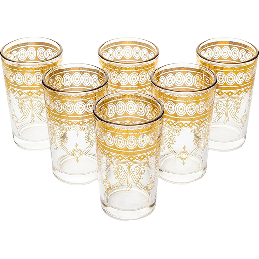 Gold Moroccan Glasses Artisan Hand-Made Multipurpose 220 ml