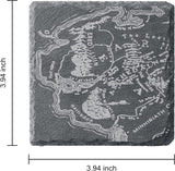 Middle Earth Map Coasters Set of 6 - Fantasy Slate Drink Coasters