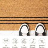Large Beige Coir Doormat - 22x47" Basic Stripes