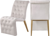 Curve Velvet Dining Chair Set - Modern Elegance with Gold Iron Legs and Luxurious Button Tufting