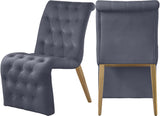 Curve Velvet Dining Chair Set - Modern Elegance with Gold Iron Legs and Luxurious Button Tufting