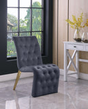 Curve Velvet Dining Chair Set - Modern Elegance with Gold Iron Legs and Luxurious Button Tufting