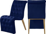 Curve Velvet Dining Chair Set - Modern Elegance with Gold Iron Legs and Luxurious Button Tufting