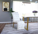 Curve Faux Leather Dining Chairs - Set of 2, Modern Elegance with Gold Legs & Button Tufting