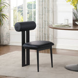 Dario Vegan Leather Dining Chairs - Set of 2, Contemporary Comfort with Stylish Walnut Frame
