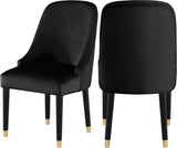 Omni Contemporary Dining Chair Set - Elegant Velvet Upholstery with Gold-Tipped Legs for Comfort