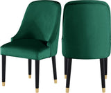 Omni Contemporary Dining Chair Set - Elegant Velvet Upholstery with Gold-Tipped Legs for Comfort