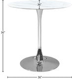 Tulip Contemporary Counter Height Table with Elegant Faux Marble Top for Stylish Small Spaces