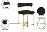 Rivage Stool Set of 2 - Elegant Linen Upholstered Counter Stools with Gold Frame for Modern Dining