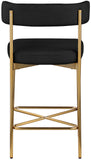 Rivage Stool Set of 2 - Elegant Linen Upholstered Counter Stools with Gold Frame for Modern Dining