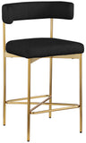 Rivage Stool Set of 2 - Elegant Linen Upholstered Counter Stools with Gold Frame for Modern Dining
