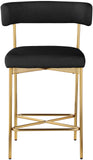 Rivage Stool Set of 2 - Elegant Linen Upholstered Counter Stools with Gold Frame for Modern Dining