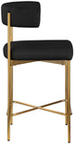 Rivage Stool Set of 2 - Elegant Linen Upholstered Counter Stools with Gold Frame for Modern Dining