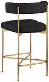 Rivage Stool Set of 2 - Elegant Linen Upholstered Counter Stools with Gold Frame for Modern Dining