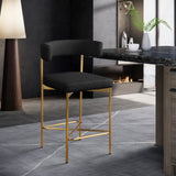 Rivage Stool Set of 2 - Elegant Linen Upholstered Counter Stools with Gold Frame for Modern Dining