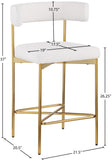 Rivage Stool Set of 2 - Elegant Linen Upholstered Counter Stools with Gold Frame for Modern Dining